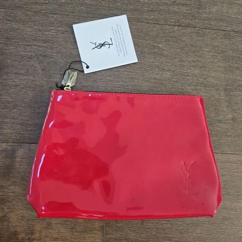 YSL Yves Saint Laurent Beauty Women Make Up Cosmetic Pouch Red